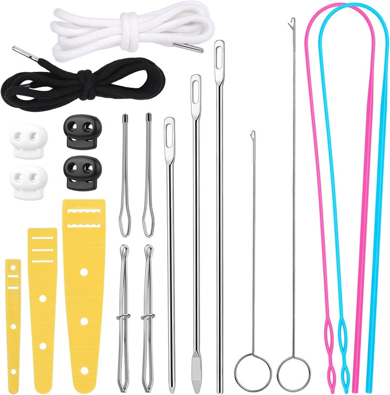 Fedmut Drawstring Threader Tool Set 20PCS with Loop Turner, Bodkin Sewing Tool, Elastic Threader, Hoodie String Drawstring and Cord Locks for Jacket, Pants, Sportswear and Hat Threading - Image 1